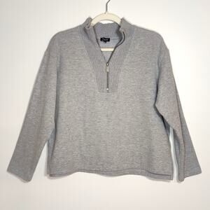 Splendid Gray Quarter Zip Sweatshirt Mock Neck Cozy Luxe Pullover S $120